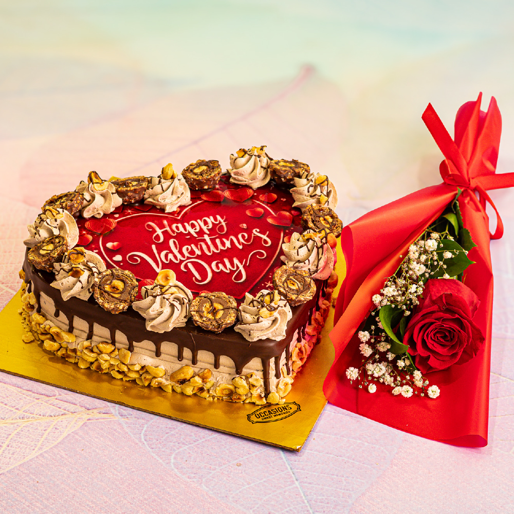 Ferrero cake with single flower combo