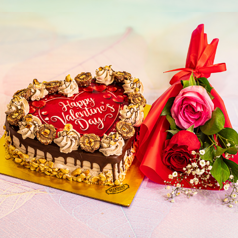 Ferrero cake with double flower combo