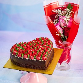 Chocolate tulip cake with 6 flower combo