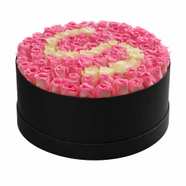 Black Box with custom pink & white rose initial