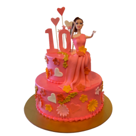 Heart & Girl Theme Cake