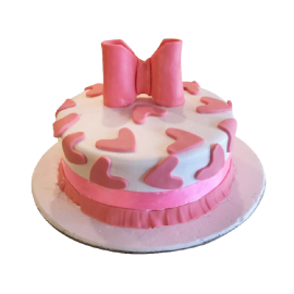 Pink Heart Cake with Bow
