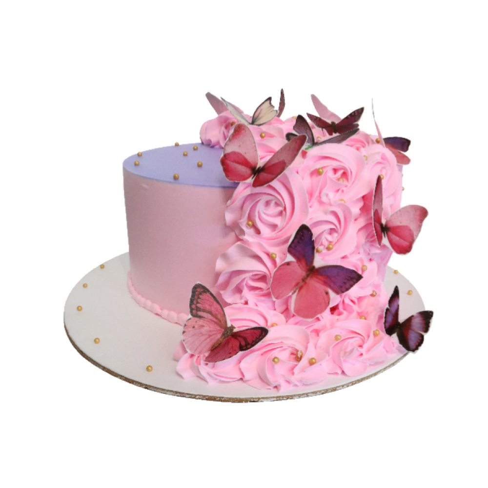 Pink Butterfly Theme Cake