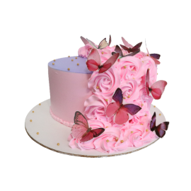 Pink Butterfly Theme Cake