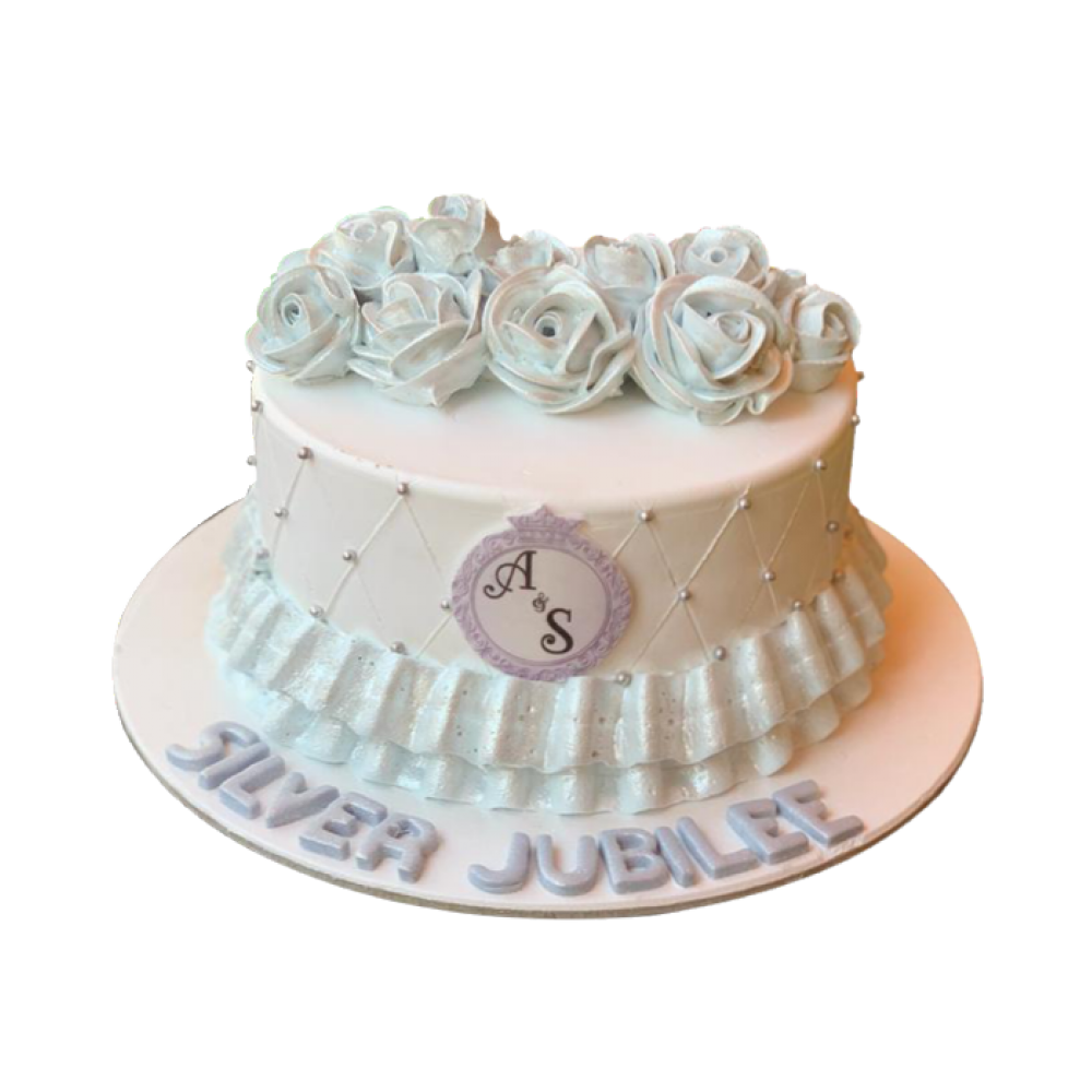 White Theme Anniversary Cake