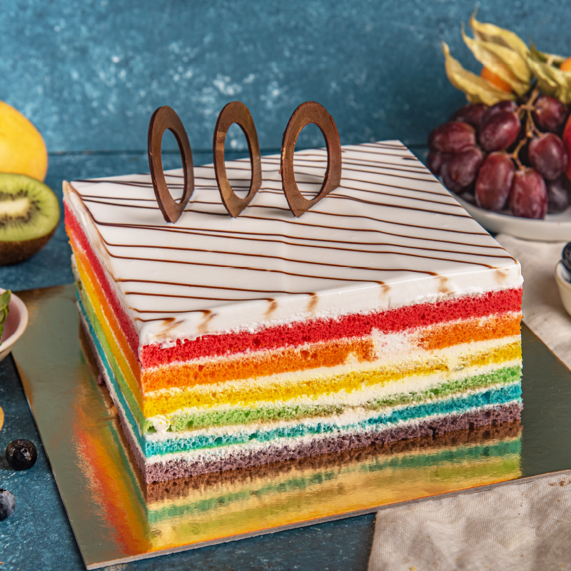 Rainbow Cake (Eggless)