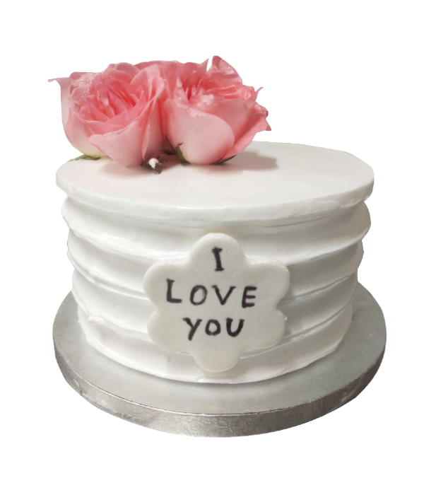 Pink Roses & white theme cake