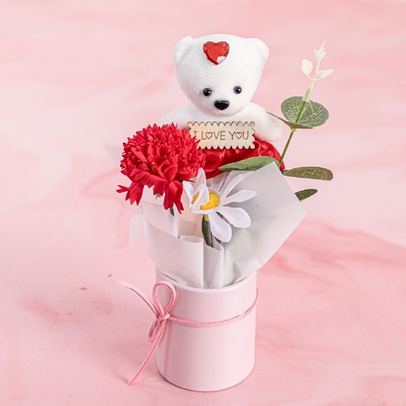 Artificial Flower with Teddy Bear