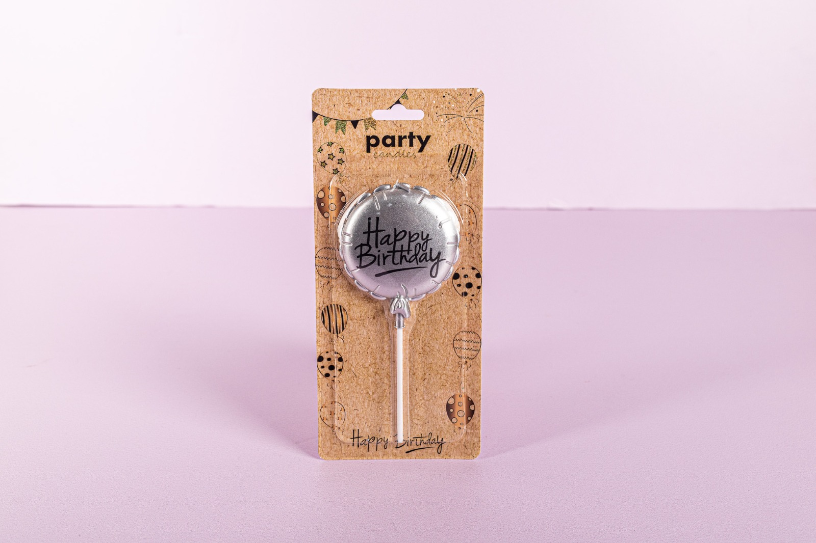 Silver Happy Birthday Candle